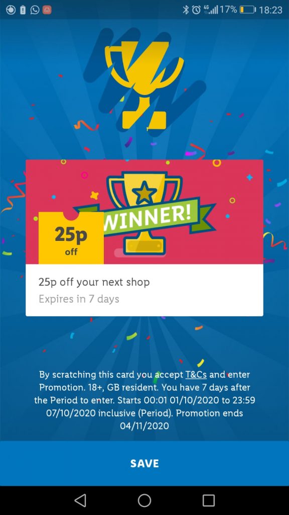 Lidl Plus scratching card