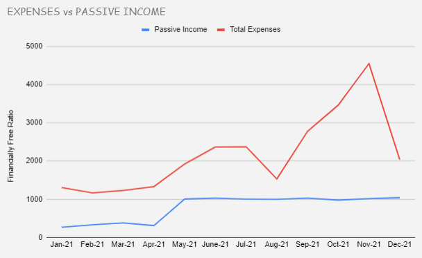 Expenses vs passive income chart 2021